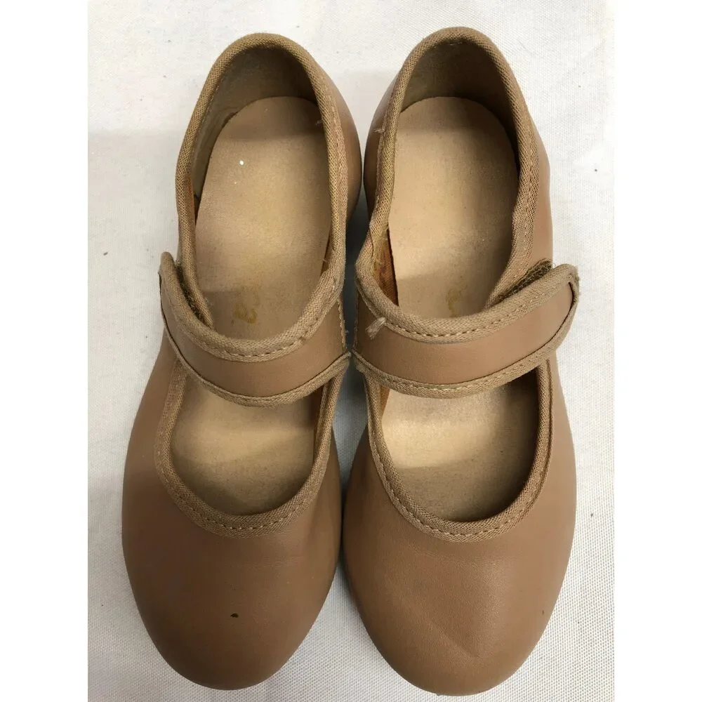 Dance Tan Tap Shoes SoDanca TA37 Child 8.5M Mary Jane Leather Loop Strap